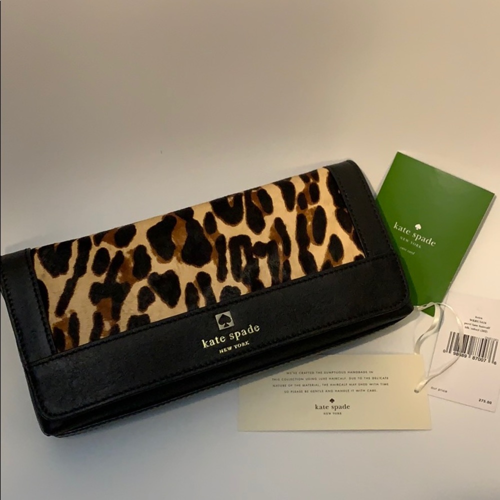 NWT Keira Kate Spade Perri Lane Leopard Clutch